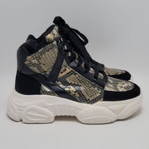 Womens Chunky High Top Snakeskin Hiking Sneakers Jumex Collection Shoes Size 39